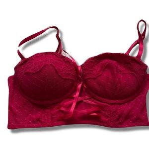 H&M Red Lace Balconette Bra – Size 34A | Pre-Loved | Feminine & Flirty